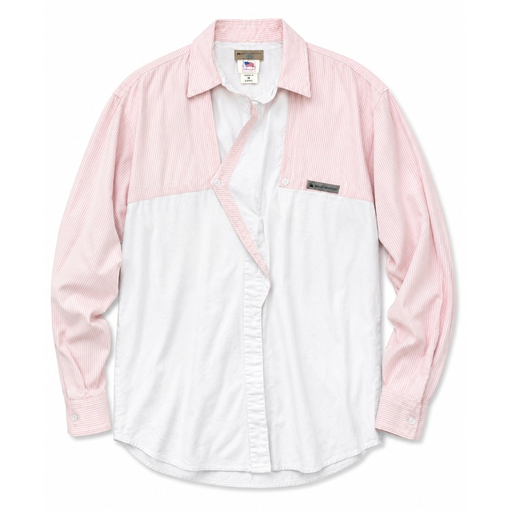 Vintage 80s Rocky Mountain Clothing Co Womens Pink Stripe Shirt Made in USA M
